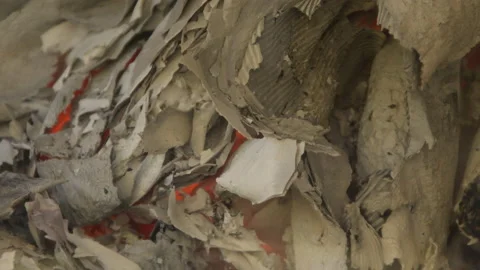 A fire is burning and ashes in the fireplace, an extinct bonfire, burnt paper or Stock Footage 230427798