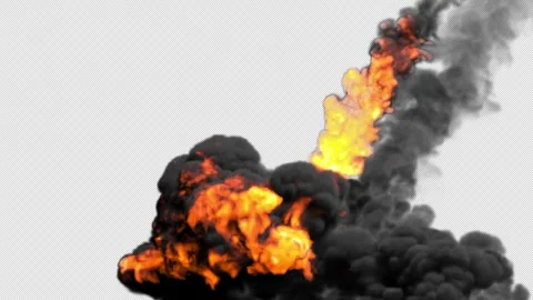 Fire burning and explosions on transparent with alpha channel. Stock Footage 308959752