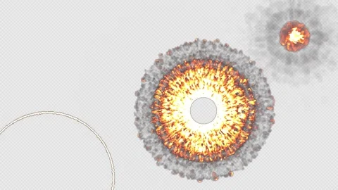 Fire burning and explosions on transparent with alpha channel. Stock Footage 308959862