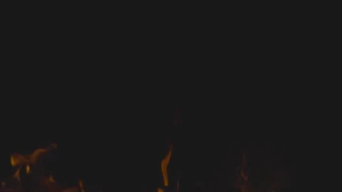 Fire burning and flame glowing on black background Stock Footage 247806100