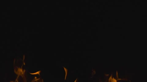 Fire burning and flame glowing on black background Stock Footage 247806101