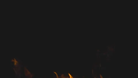Fire burning and flame glowing on black background Stock Footage 247806644