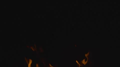Fire burning and flame glowing on black background Stock Footage 247807060