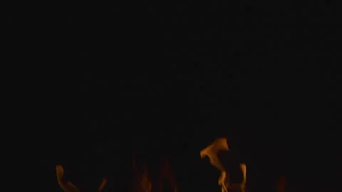 Fire burning and flame glowing on black background Stock Footage 247807423