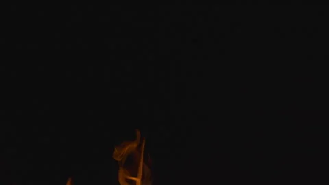 Fire burning and flame glowing on black background Stock Footage 247815408