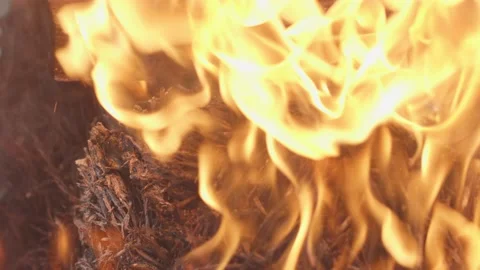 Fire Burning and Flames in Slow motion Stock Footage 162324771
