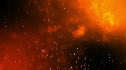 Fire burning atmospheric sparcs dynamic scene Stockbeeldmateriaal 303492656