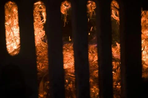 The fire from the burning bales of soya Stock Photos