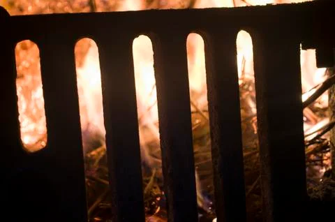 The fire from the burning bales of soya Stock Photos