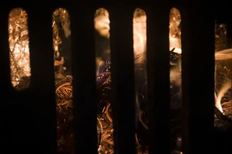 The fire from the burning bales of soya Stock Photos