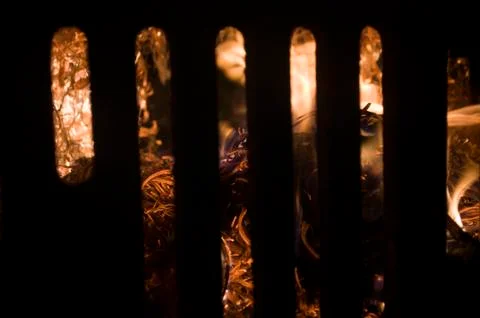 The fire from the burning bales of soya Stock Photos