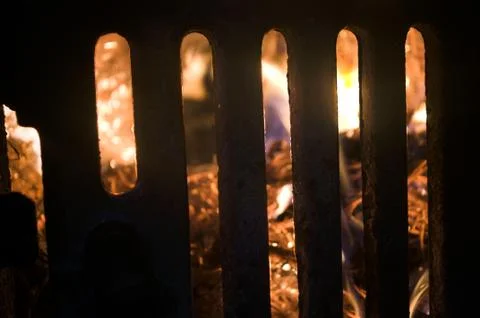 The fire from the burning bales of soya Stock Photos