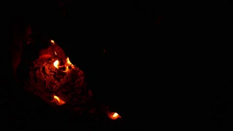 Fire Burning on Black background 2 Stock Footage 143560348