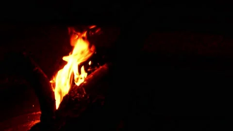 Fire Burning on Black background 3 Stock Footage 143560624