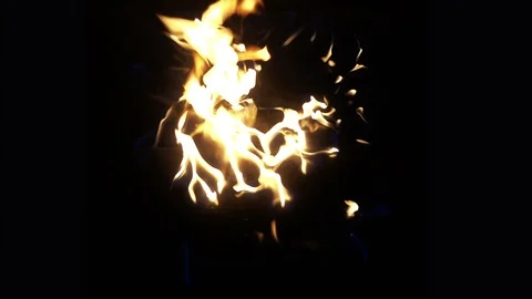 Fire Burning on Black Background Stock Footage 88604135