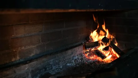 A fire is burning in a brick kiln Stock Footage 306145260