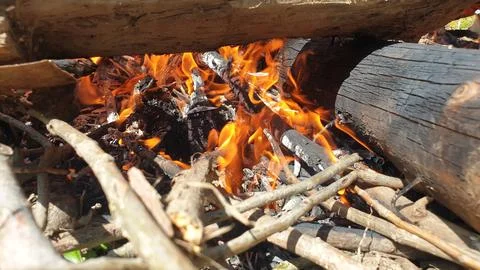 Fire burning Campfire Stock Photos
