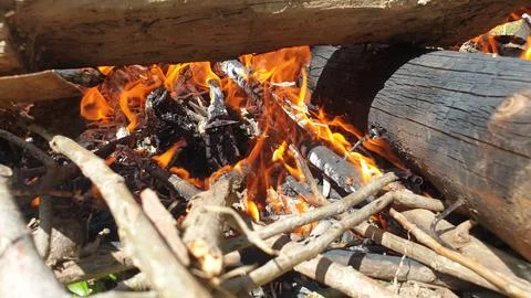 Fire burning Campfire Stock Photos