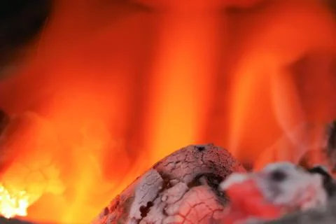 Fire is burning charcoal Stock Photos
