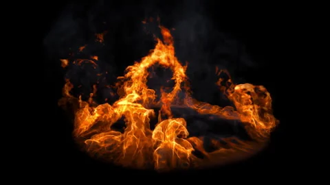 Fire burning circle loop effect animation Stock Footage 261799395