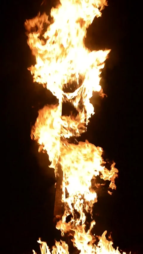 Fire Burning Close up the black background for vfx  库存影片 155303567
