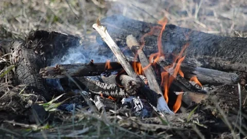 The fire is burning. Close-up Stock Footage 132754025