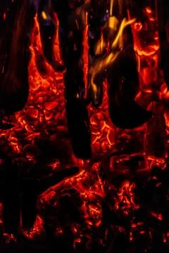 Fire the burning coals as a background Stock Photos