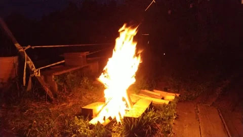 A fire burning with a crack-3 Stock Footage 156175303