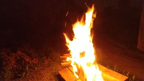 A fire burning with a crack-4 Stock Footage 156175305