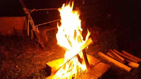 A fire burning with a crack Stock Footage 156175251