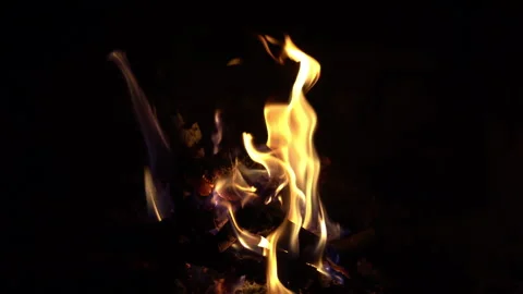 Fire burning in the dark or in a fireplace Stock Footage 267717491