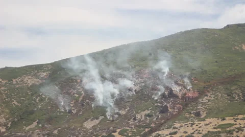 Fire burning down mountain Stock Footage 27816012