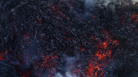 Fire is burning dry grass at spring time. Nature burns, bushes, tree branches Stock-Footage 128517376