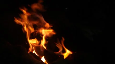 Fire burning in empty space isolated on black background Stock Footage 294699878