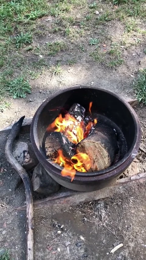 Fire burning in firepit Stock Footage 323229210
