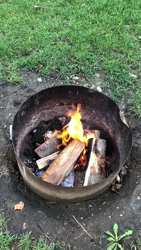 Fire burning in firepit Stock Footage 323229216