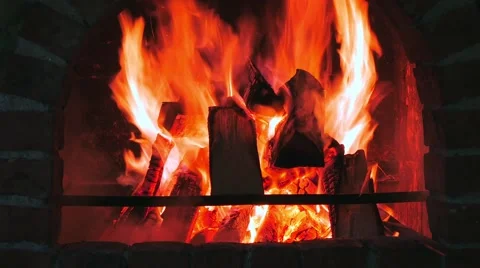 Fire burning in the Fireplace 4K Stock Footage 50547619
