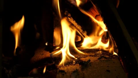 Fire is burning in the fireplace  4K UHD TV screen saver Stock Footage 254318453