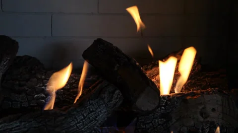 Fire burning in fireplace. 動画素材 35219085