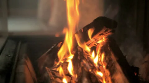 Fire Burning in a Fireplace Stock Footage 36053208