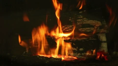Fire burning in the fireplace Stock Footage 42915688