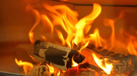 Fire burning in a fireplace Stock-Footage 43062450