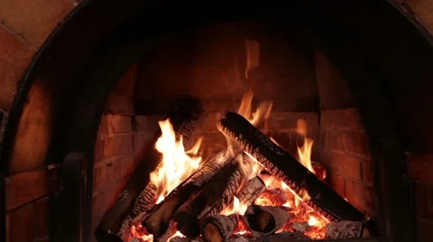 Fire burning in the fireplace Stock Footage 49452863