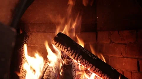 Fire burning in the fireplace Stock Footage 49452921
