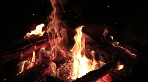 A fire burning in the fireplace Stock Footage 52923736