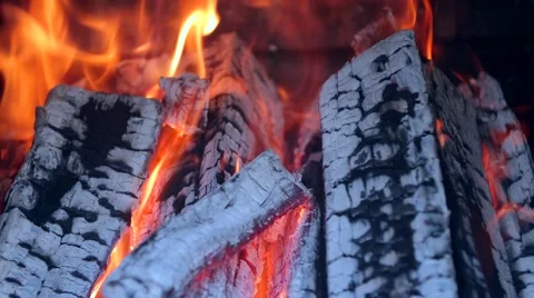 Fire burning in the Fireplace Stock Footage 52925210
