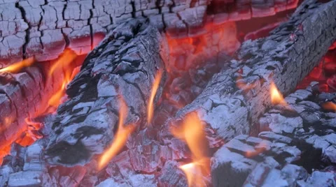 Fire burning in the Fireplace Stock Footage 52925481