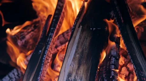 Fire burning in the Fireplace Stock Footage 52925496