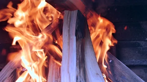 Fire burning in the Fireplace Stock Footage 52925504