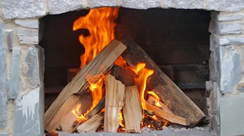 Fire burning in the Fireplace Stock Footage 52925793